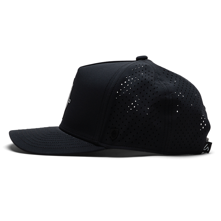 Suay Bourbon and Smoke 5-panel snapback hat in Apex - Black - side view