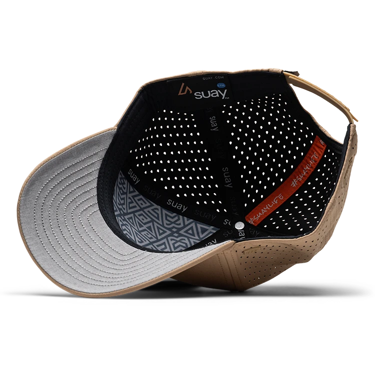 Suay Endurance 6-panel performance hat in Camel - lifestyle shot