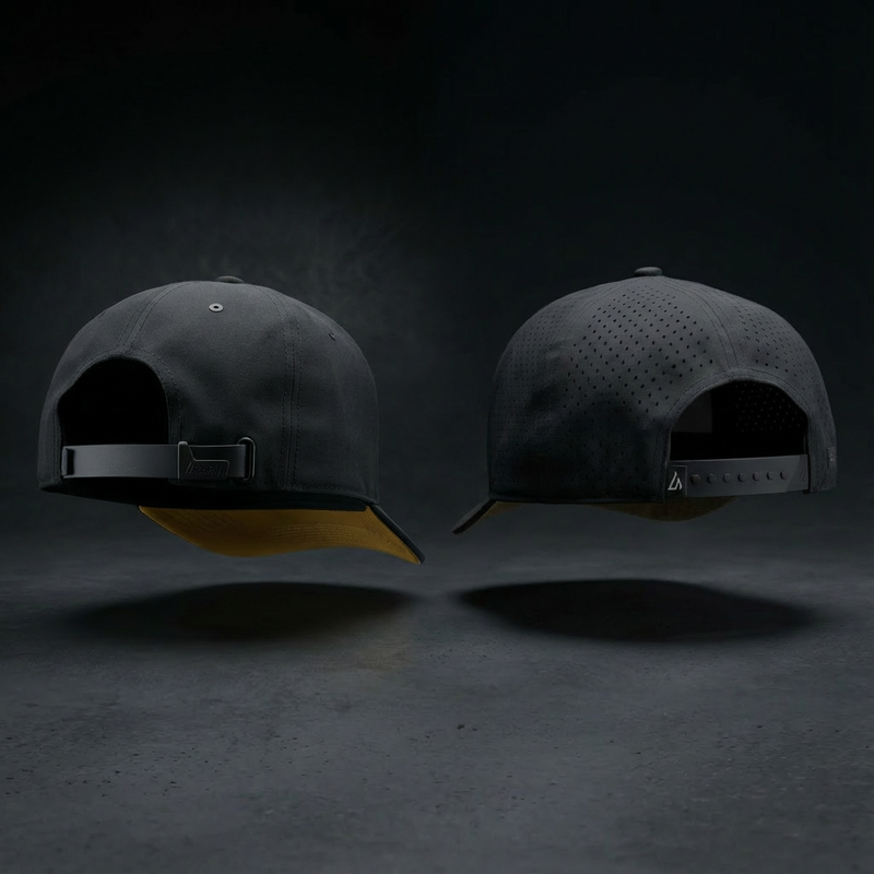 Close-up comparison of a soft silicone snapback band next to a rigid plastic snapback strap