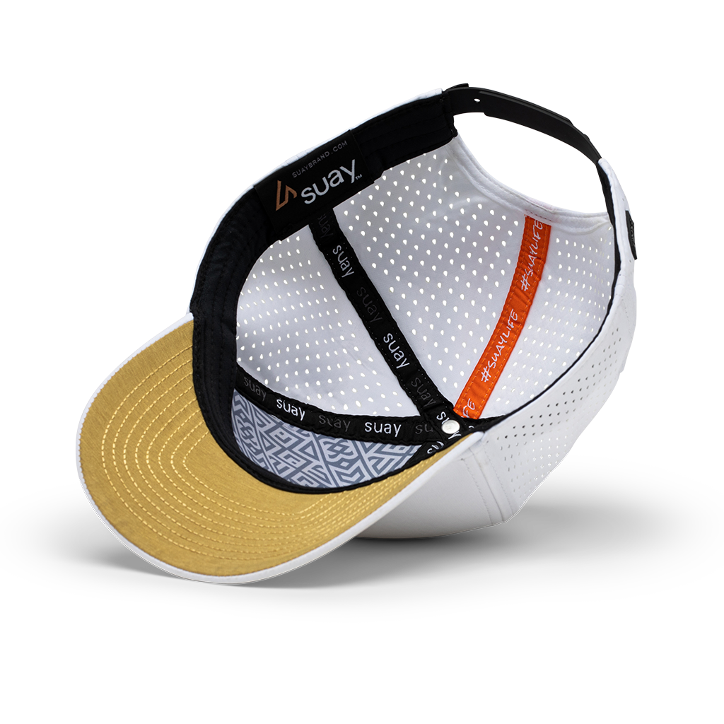 Suay Endurance 6-panel performance hat in White / Black - back view